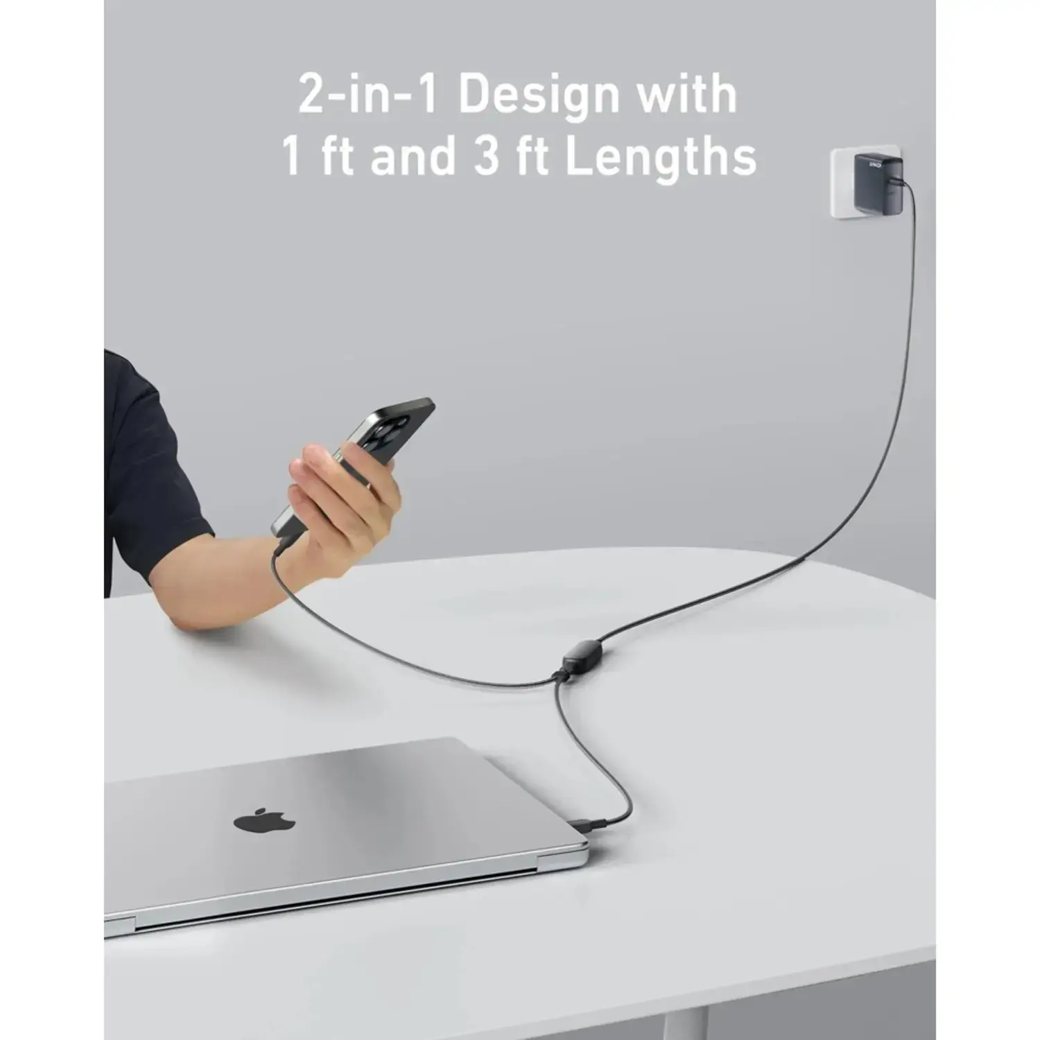 Anker  USB-C to USB-C 2 in 1 Braided Cable For High Power Device s 6ft 140W - Black