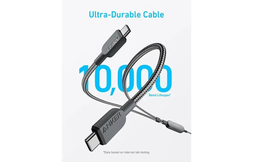 Anker  USB-C to USB-C 2 in 1 Braided Cable For High Power Device s 6ft 140W - Black