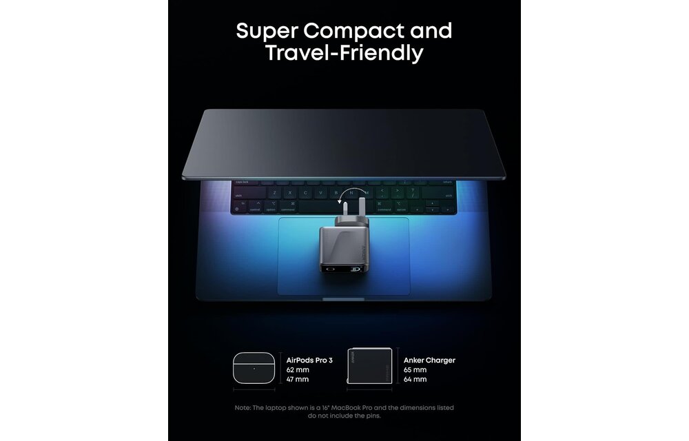 Anker Prime 160W USB C Charger 3-Port Compact Charger Smart Display and Touch Control Black