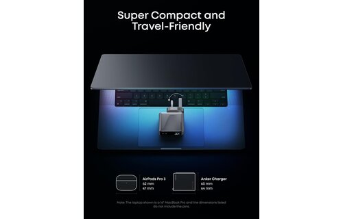 Anker Prime 160W USB C Charger 3-Port Compact Charger Smart Display and Touch Control Black