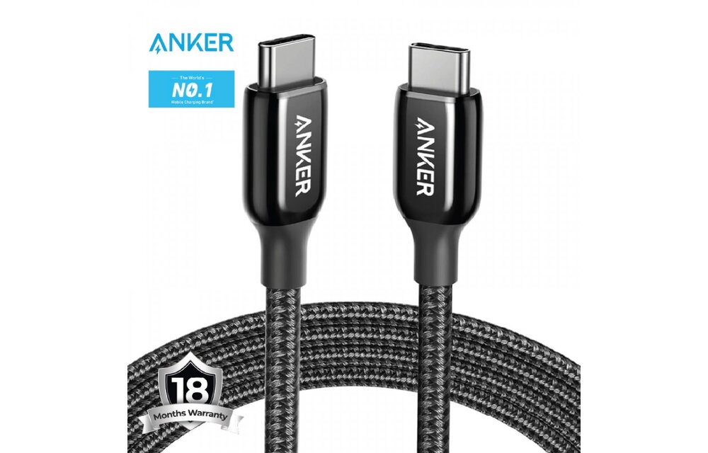 Anker Charging Cable USB-C to USB-C 2.0 Nylon Cable 6ft 60W - Black