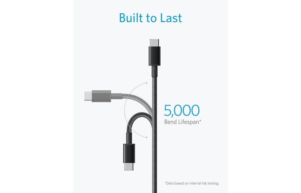 Anker Charging Cable USB-C to USB-C 2.0 Nylon Cable 6ft 60W - Black