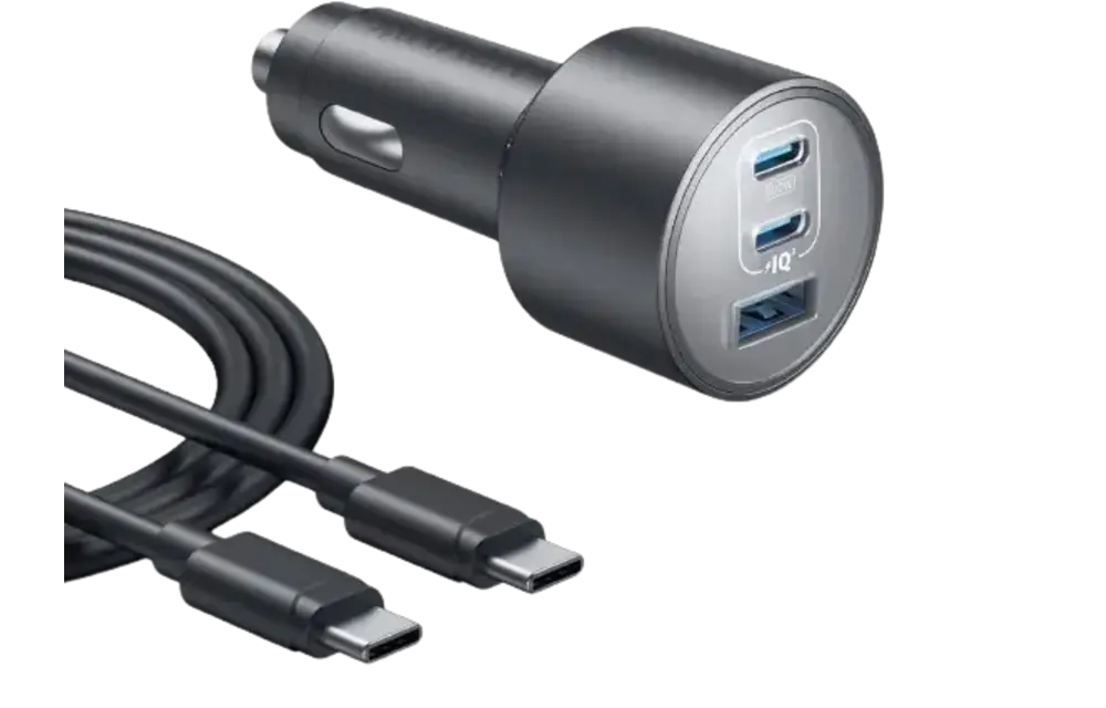 Anker Car Charger 167.5W 3-Port Ultra-Fast Car Charger With C To C 1m Cable - Black