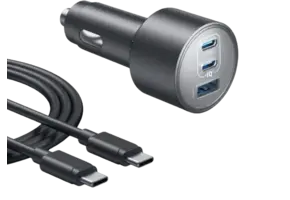 Anker Car Charger 167.5W 3-Port Ultra-Fast Car Charger With C To C 1m Cable - Black