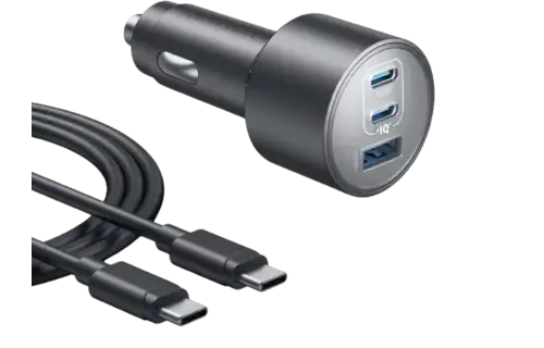Anker Car Charger 167.5W 3-Port Ultra-Fast Car Charger With C To C 1m Cable - Black