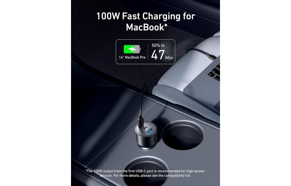 Anker Car Charger 167.5W 3-Port Ultra-Fast Car Charger With C To C 1m Cable - Black