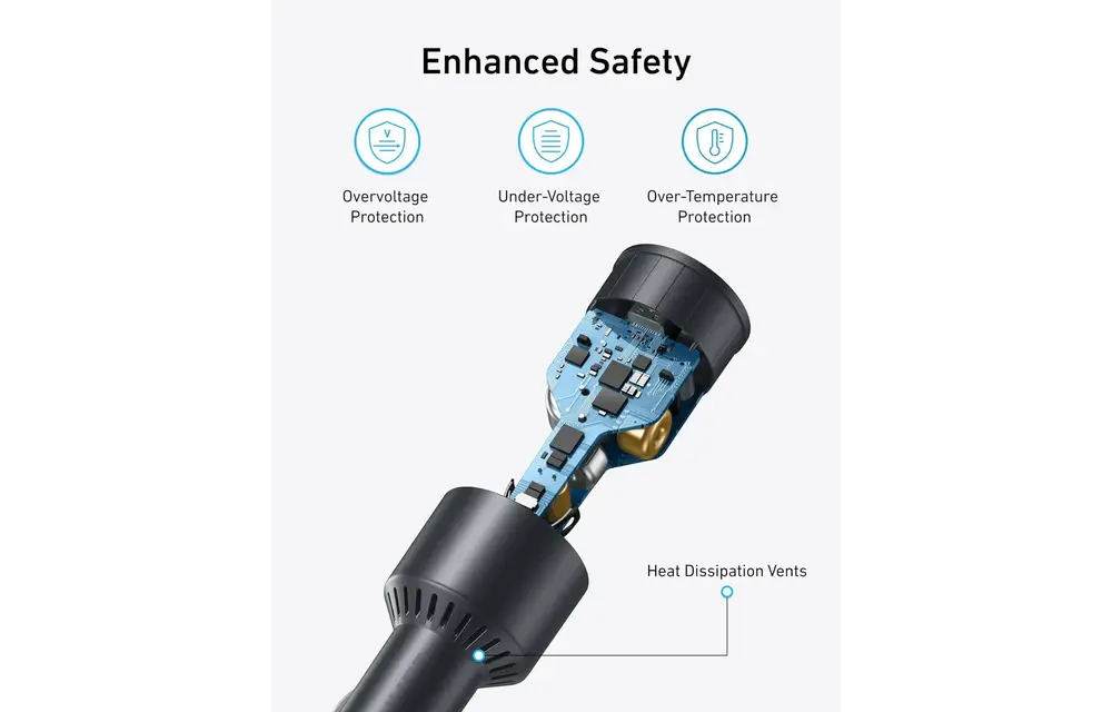 Anker Car Charger 167.5W 3-Port Ultra-Fast Car Charger With C To C 1m Cable - Black