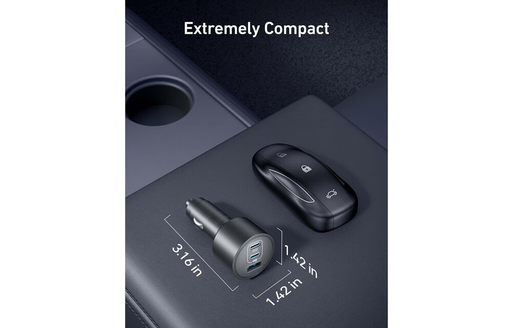 Anker Car Charger 167.5W 3-Port Ultra-Fast Car Charger With C To C 1m Cable - Black