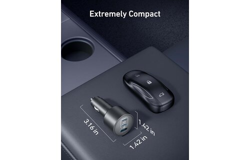 Anker Car Charger 167.5W 3-Port Ultra-Fast Car Charger With C To C 1m Cable - Black