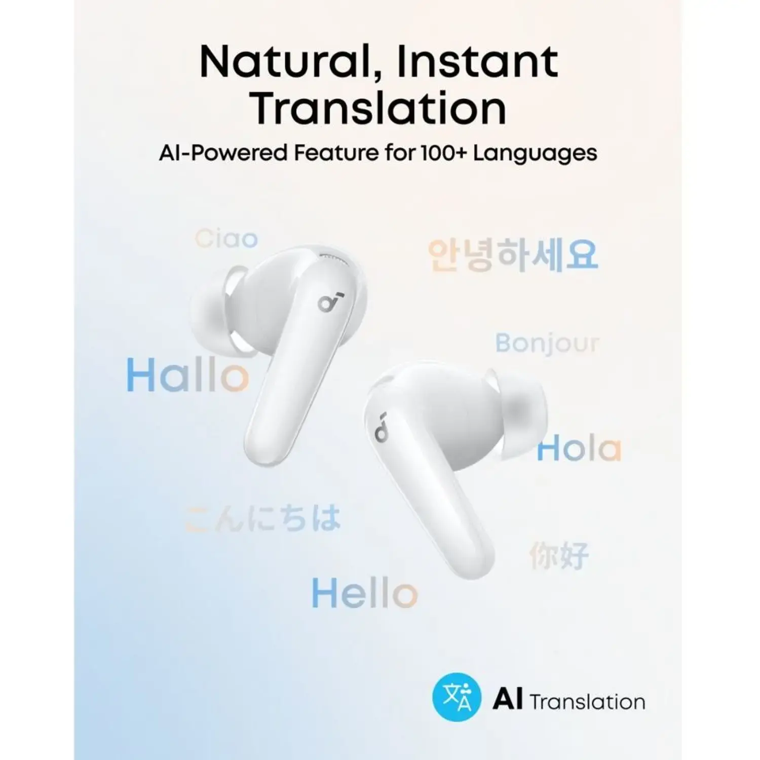 Anker Soundcore R60i NC True Wireless Earbud Real-Time Translation - White
