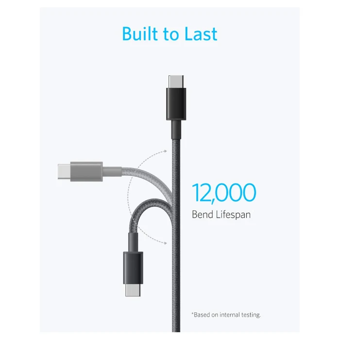 Anker USB-C to USB-C Durable Braided Fast Charging Cable 3.3ft 60W - Black
