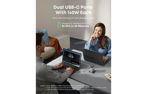 Anker Fast Charging Wall Charger PD 3.1, 4-Port with Smart Display and USB-C Cable 5ft/1.5m, 140W - Silver