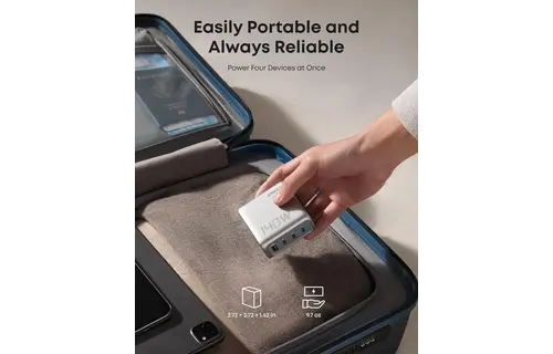 Anker Fast Charging Wall Charger PD 3.1, 4-Port with Smart Display and USB-C Cable 5ft/1.5m, 140W - Silver