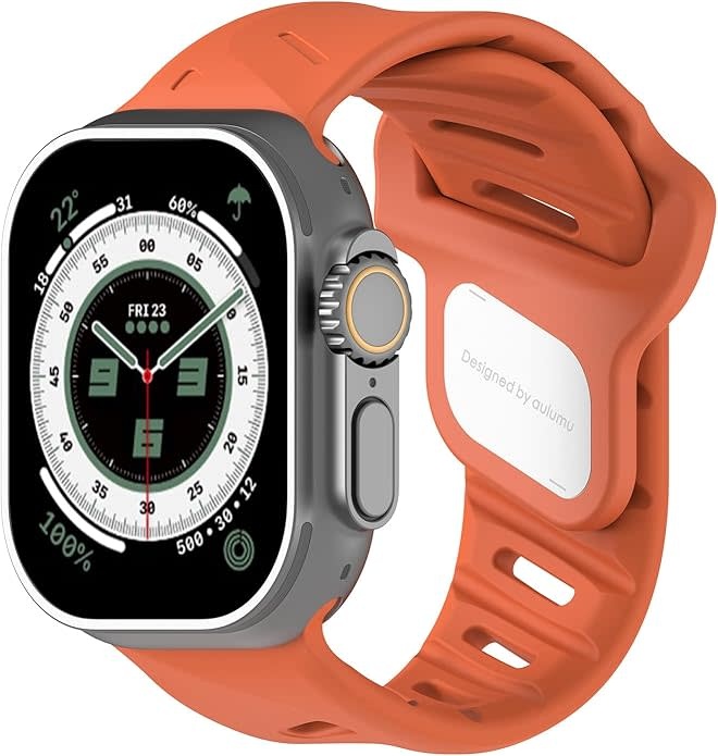 AULUMU A02 Offbeat Sport Band for Apple Watch Ultra 49mm & 42,44,45.46mm - Red Orange