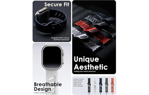 AULUMU A02 Offbeat Sport Band for Apple Watch Ultra 49mm & 42,44,45.46mm - Red Orange