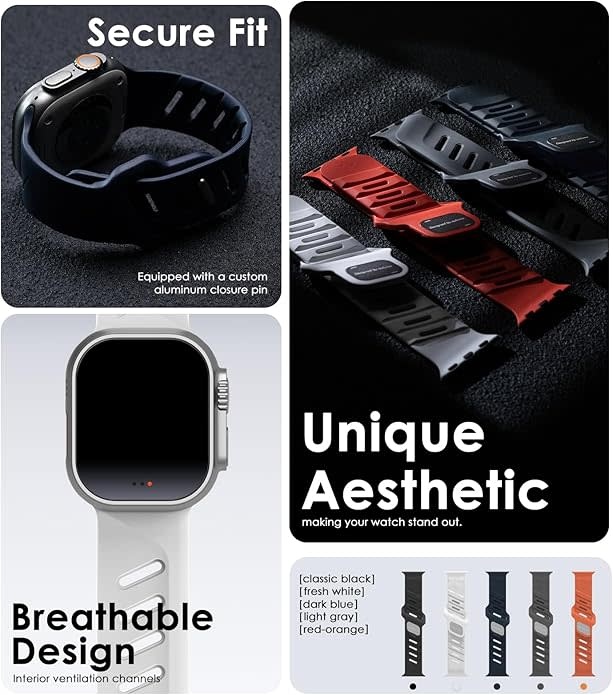 AULUMU A02 Offbeat Sport Band for Apple Watch Ultra 49mm & 42,44,45.46mm - Red Orange