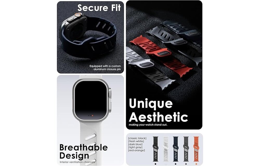 AULUMU A02 Offbeat Sport Band for Apple Watch Ultra 49mm & 42,44,45.46mm - Red Orange