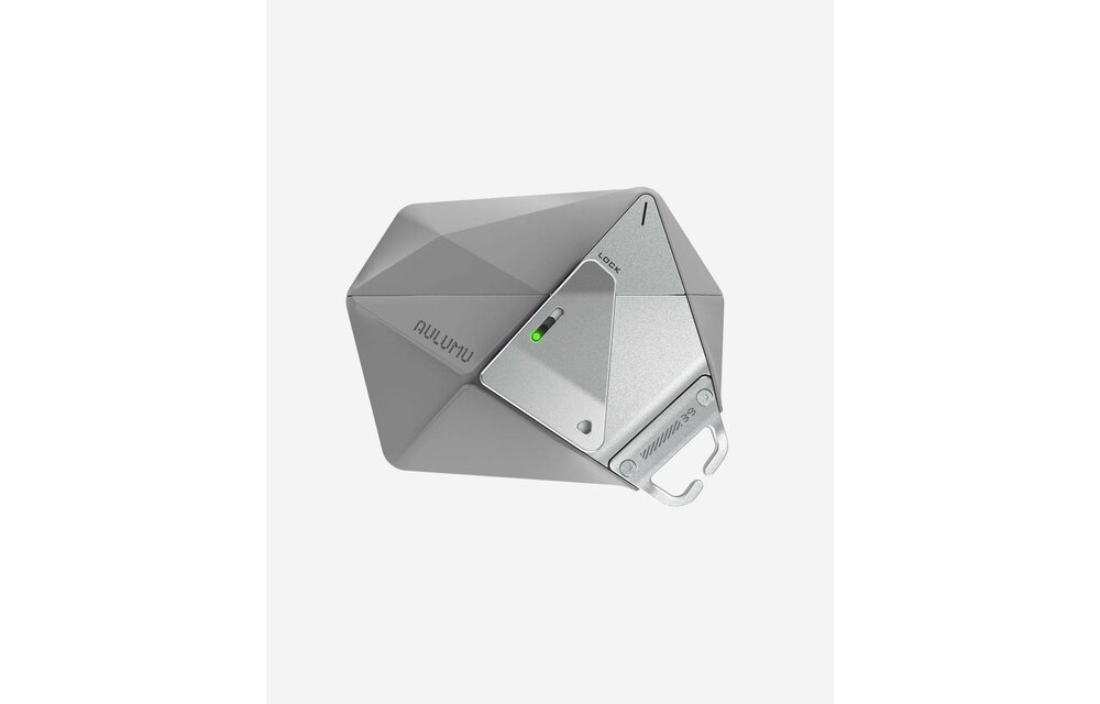 AULUMU A39 Geometric Case for AirPods Pro 3 | Lock & Lanyard - Gray