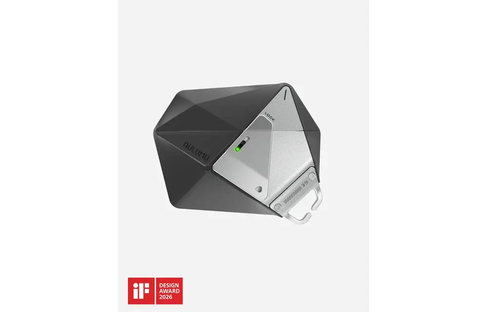 AULUMU A39 Geometric Case for AirPods Pro 3 | Lock & Lanyard - Black