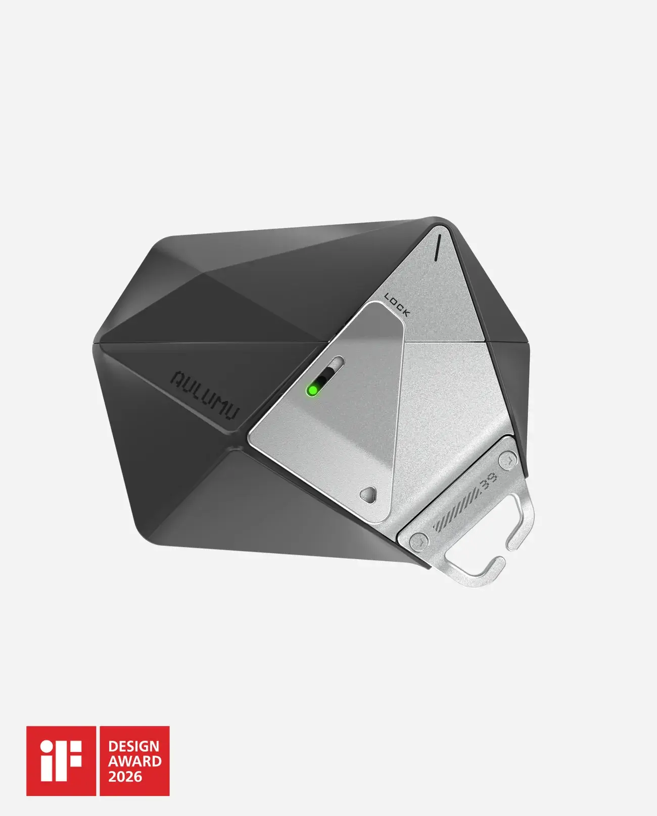 AULUMU A39 Geometric Case for AirPods Pro 3 | Lock & Lanyard - Black