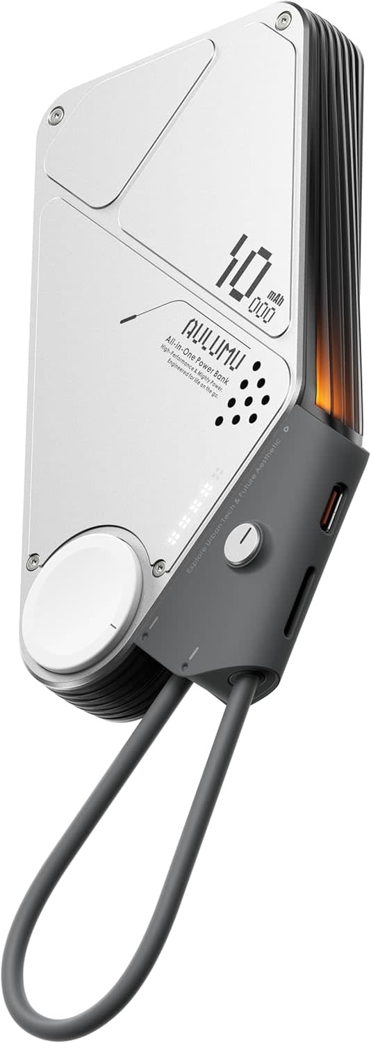 AULUMU M10  Multi-Charging Dual-Mag Power Bank for Apple Watch and Phone 10000mAh  - Silver