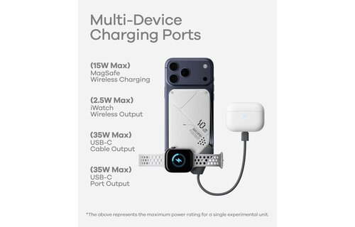 AULUMU M10  Multi-Charging Dual-Mag Power Bank for Apple Watch and Phone 10000mAh  - Silver