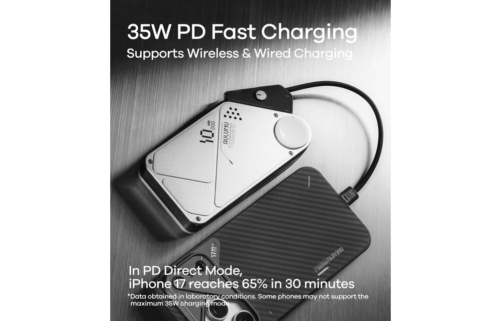AULUMU M10  Multi-Charging Dual-Mag Power Bank for Apple Watch and Phone 10000mAh  - Silver