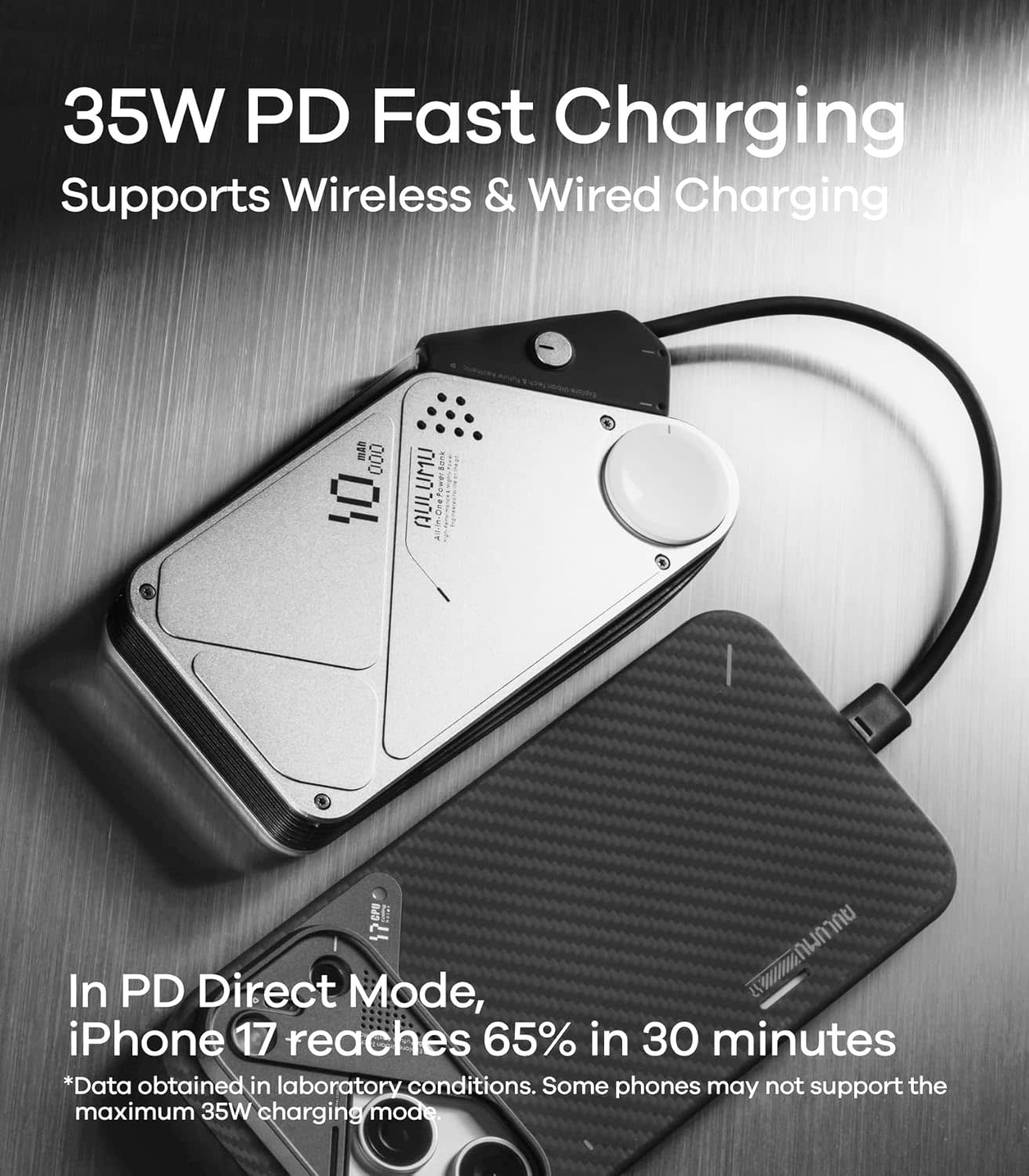 AULUMU M10  Multi-Charging Dual-Mag Power Bank for Apple Watch and Phone 10000mAh  - Silver