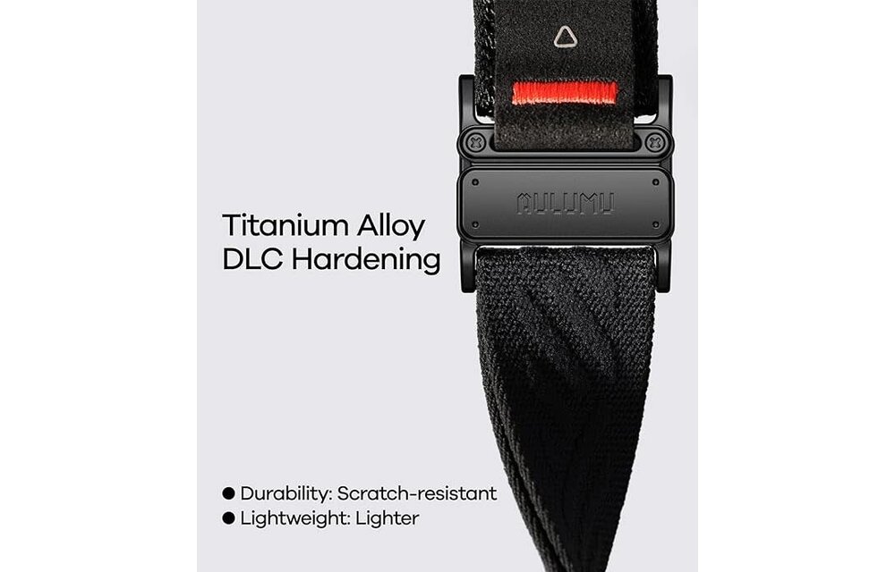 AULUMU C03 Titanium Alloy Mag Buckle Nylon Strap Quick-Release Band for Apple Watch Ultra 49mm & 42,44,45.46mm - Black