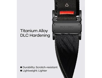 AULUMU C03 Titanium Alloy Mag Buckle Nylon Strap Quick-Release Band for Apple Watch Ultra 49mm & 42,44,45.46mm - Black