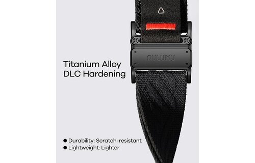 AULUMU C03 Titanium Alloy Mag Buckle Nylon Strap Quick-Release Band for Apple Watch Ultra 49mm & 42,44,45.46mm - Black