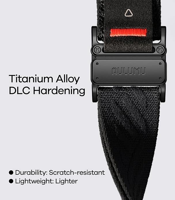 AULUMU C03 Titanium Alloy Mag Buckle Nylon Strap Quick-Release Band for Apple Watch Ultra 49mm & 42,44,45.46mm - Black