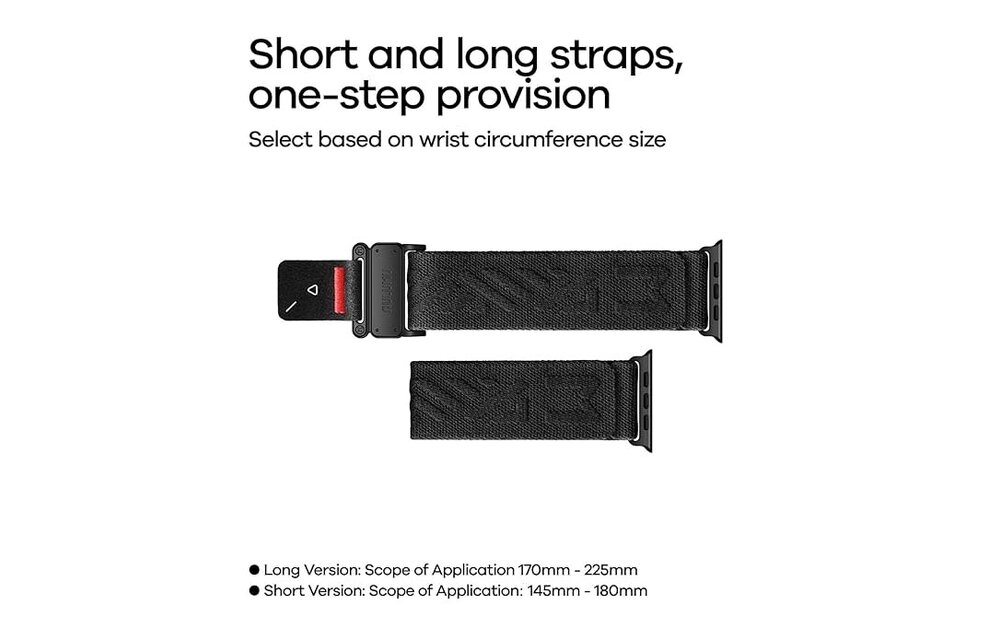 AULUMU C03 Titanium Alloy Mag Buckle Nylon Strap Quick-Release Band for Apple Watch Ultra 49mm & 42,44,45.46mm - Black