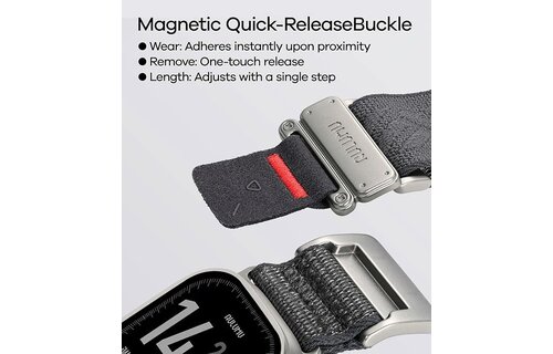 AULUMU C03 Titanium Alloy Mag Buckle Nylon Strap Quick-Release Band for Apple Watch Ultra 49mm & 42,44,45.46mm - Black