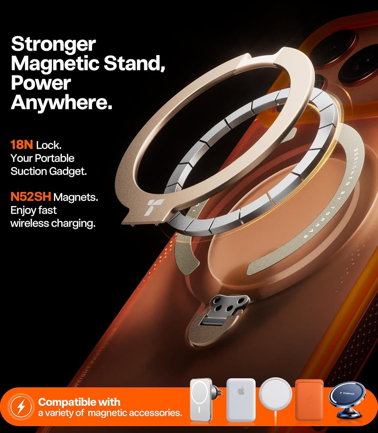 TORRAS Ostand Spin Air Series Case for Apple iPhone 17 Pro Max - Horizon Orange