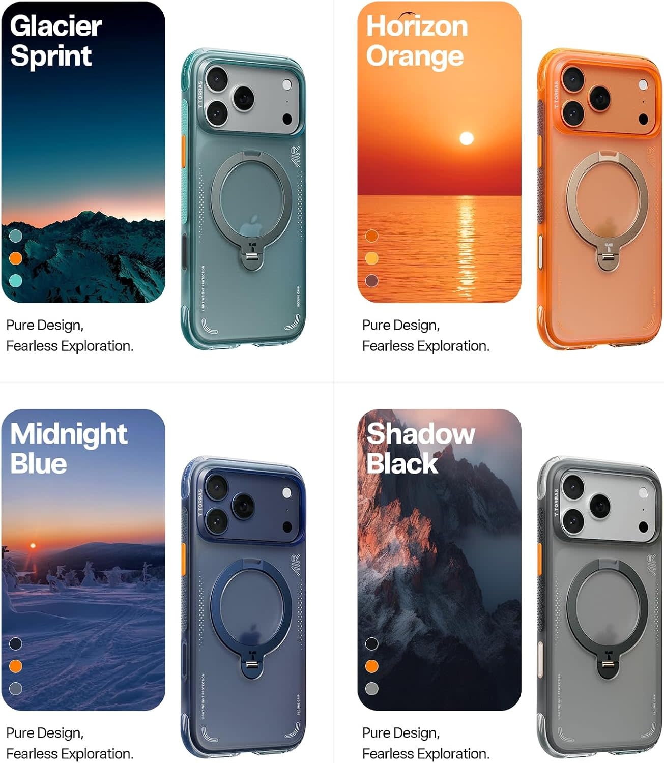 TORRAS Ostand Spin Air Series Case for Apple iPhone 17 Pro Max - Horizon Orange