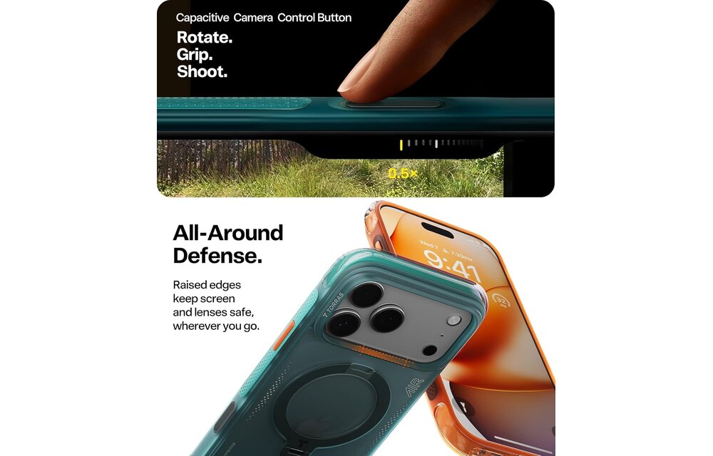 TORRAS Ostand Spin Air Series Case for Apple iPhone 17 Pro Max - Horizon Orange