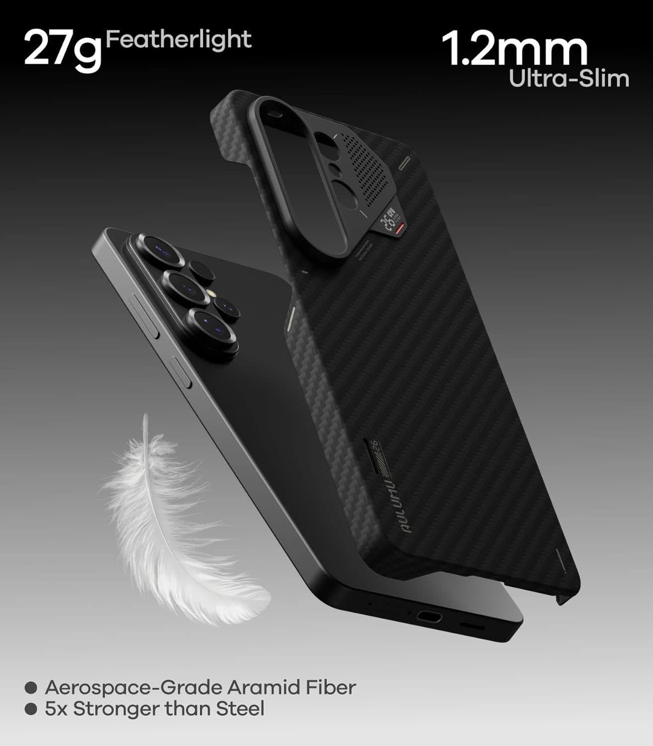 AULUMU Ultra Slim  Aramid Fiber MagSafe Case for Samsung Galaxy S26 Ultra  - Black