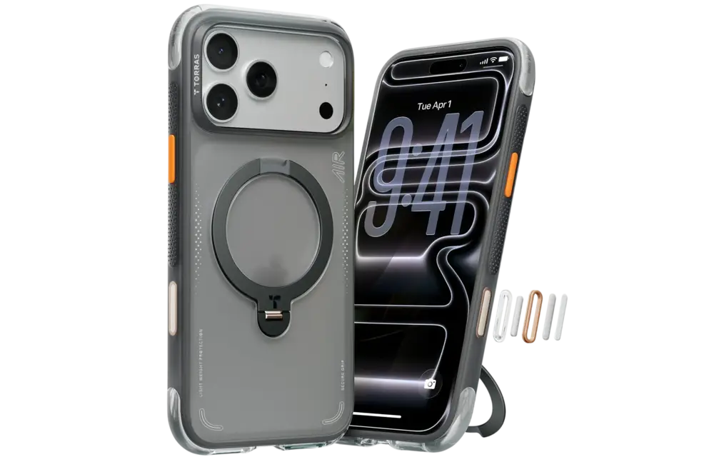 TORRAS Ostand Spin Air Series Case for Apple iPhone 17 Pro - Shadow Black