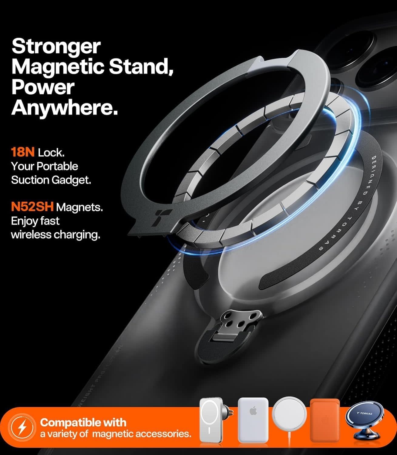 TORRAS Ostand Spin Air Series Case for Apple iPhone 17 Pro - Shadow Black