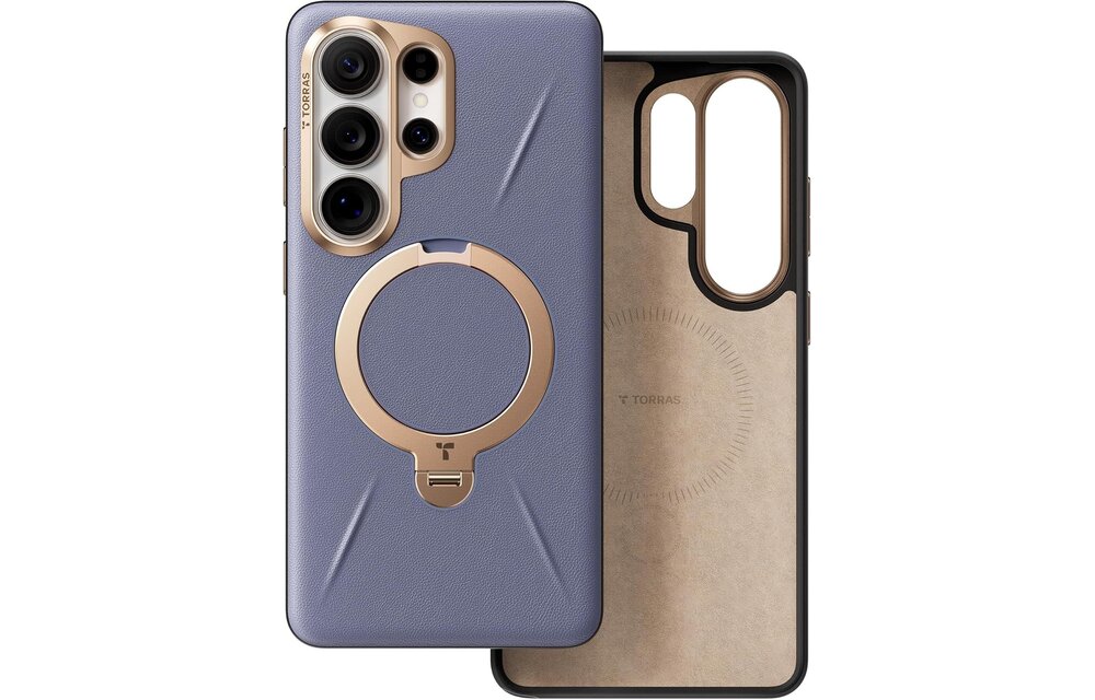 TORRAS Ostand Spin Q3 VegSkin Leather Textured MagSafe Case for Samsung Galaxy S26 Ultra -  Amethyst Purple
