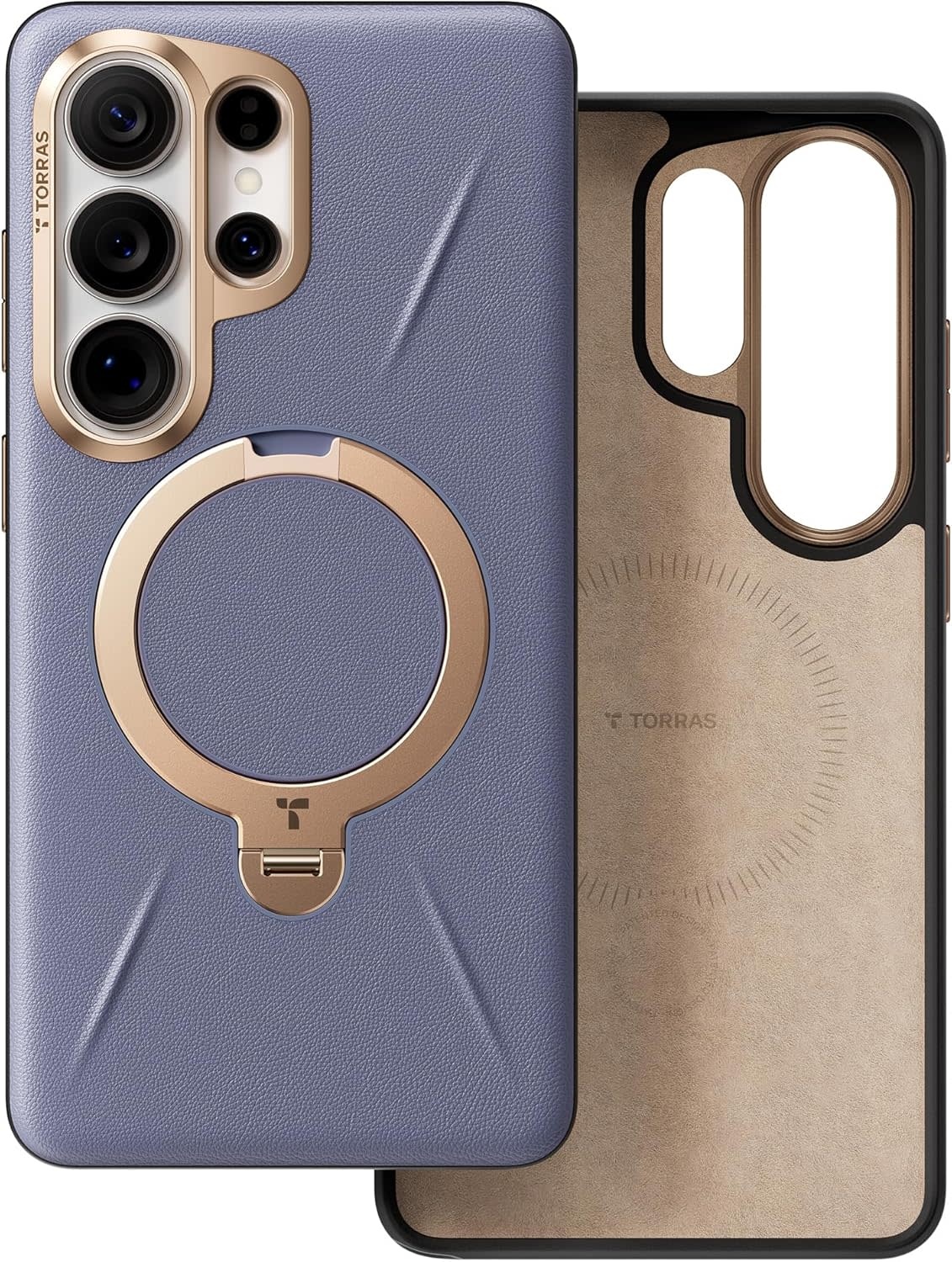 TORRAS Ostand Spin Q3 VegSkin Leather Textured MagSafe Case for Samsung Galaxy S26 Ultra -  Amethyst Purple