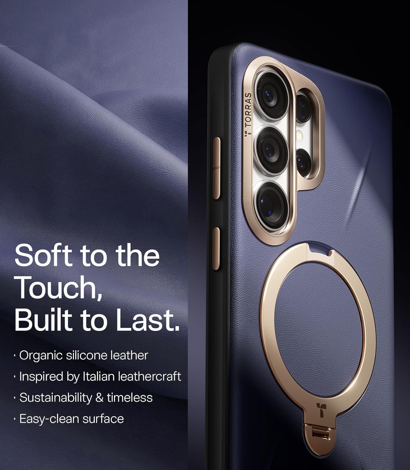 TORRAS Ostand Spin Q3 VegSkin Leather Textured MagSafe Case for Samsung Galaxy S26 Ultra -  Amethyst Purple