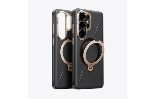 TORRAS Ostand Spin Q3 VegSkin Leather Textured MagSafe Case for Samsung Galaxy S26 Ultra -  Obsidian Black