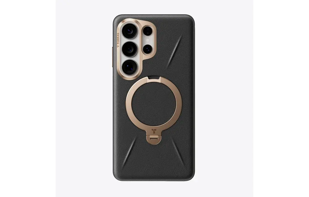 TORRAS Ostand Spin Q3 VegSkin Leather Textured MagSafe Case for Samsung Galaxy S26 Ultra -  Obsidian Black