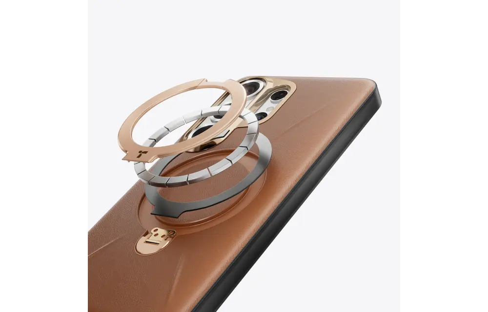 TORRAS Ostand Spin Q3 VegSkin Leather Textured MagSafe Case for Samsung Galaxy S26 Ultra -  Amber Brown