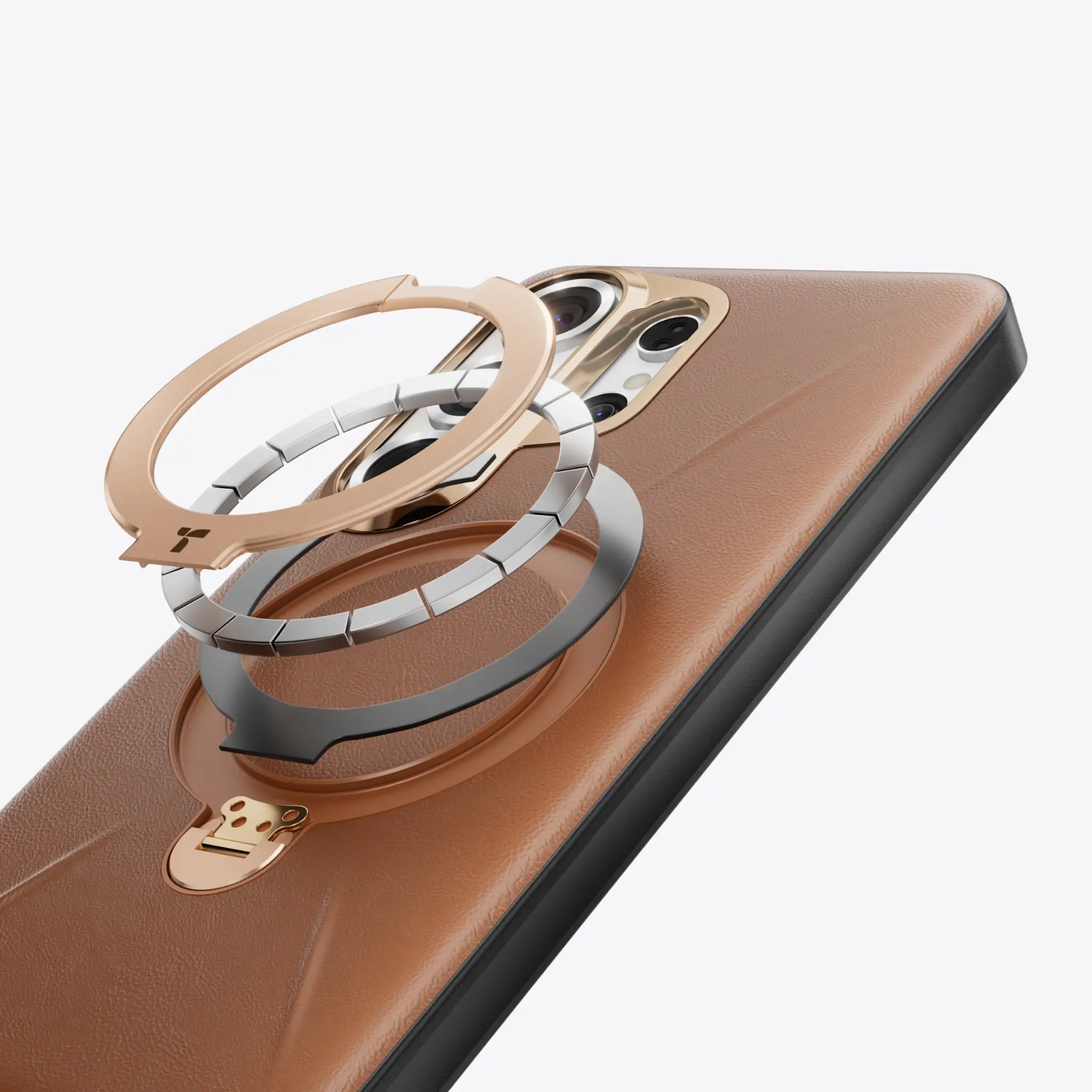 TORRAS Ostand Spin Q3 VegSkin Leather Textured MagSafe Case for Samsung Galaxy S26 Ultra -  Amber Brown