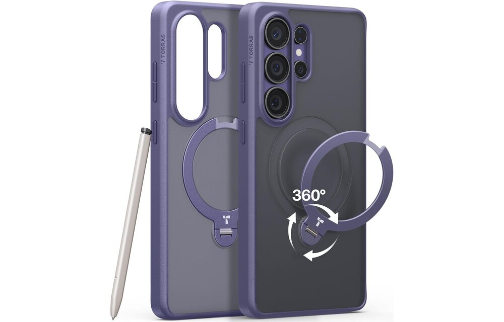 TORRAS Q3 Ostand Spin MagSafe Case for Samsung Galaxy S26 Ultra -  Violet Surge Purple