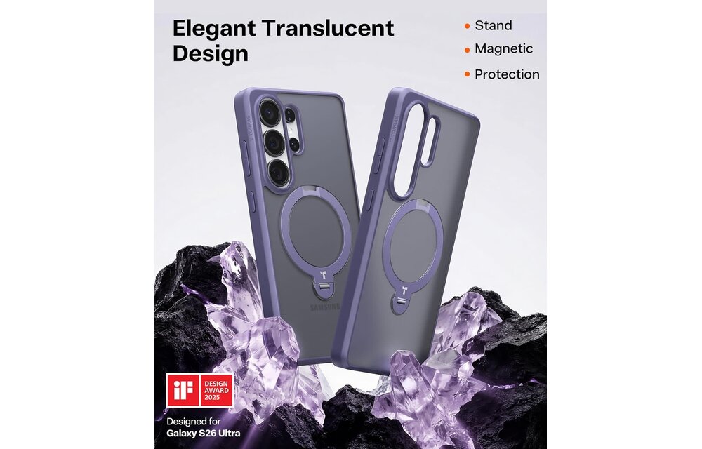 TORRAS Q3 Ostand Spin MagSafe Case for Samsung Galaxy S26 Ultra -  Violet Surge Purple