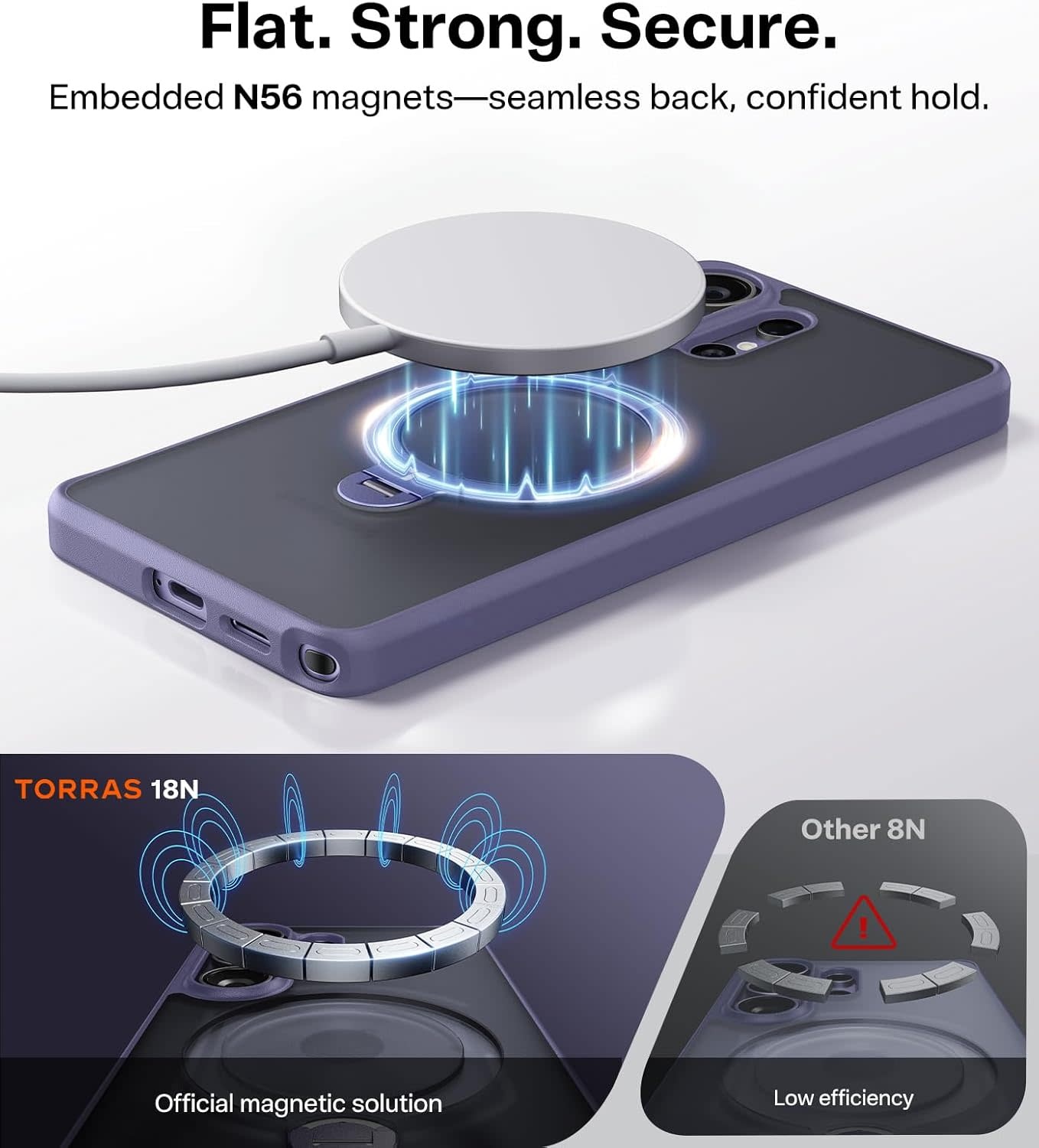 TORRAS Q3 Ostand Spin MagSafe Case for Samsung Galaxy S26 Ultra -  Violet Surge Purple